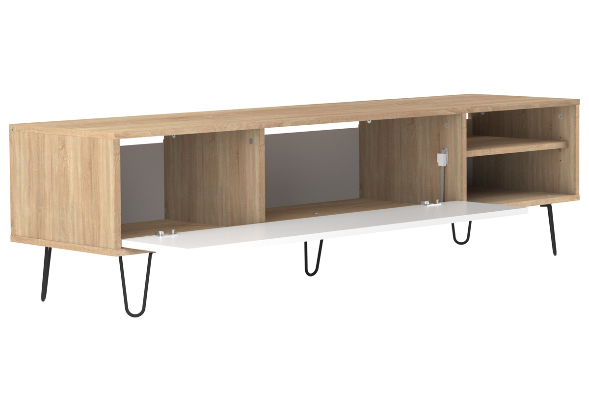 Mueble TV moderno madera y blanco LUMY