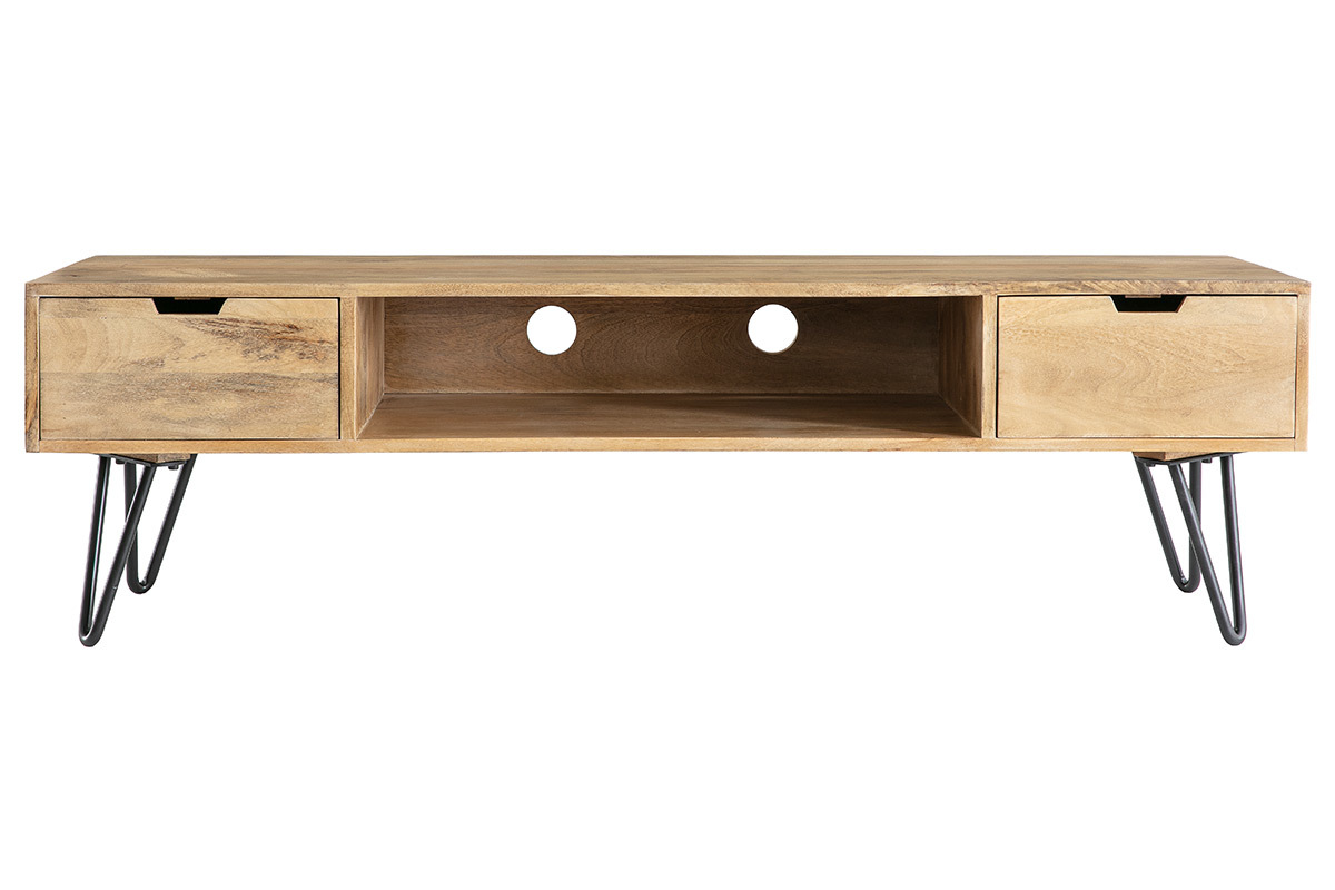 Mueble TV moderno mango patas horquilla metal VIBES