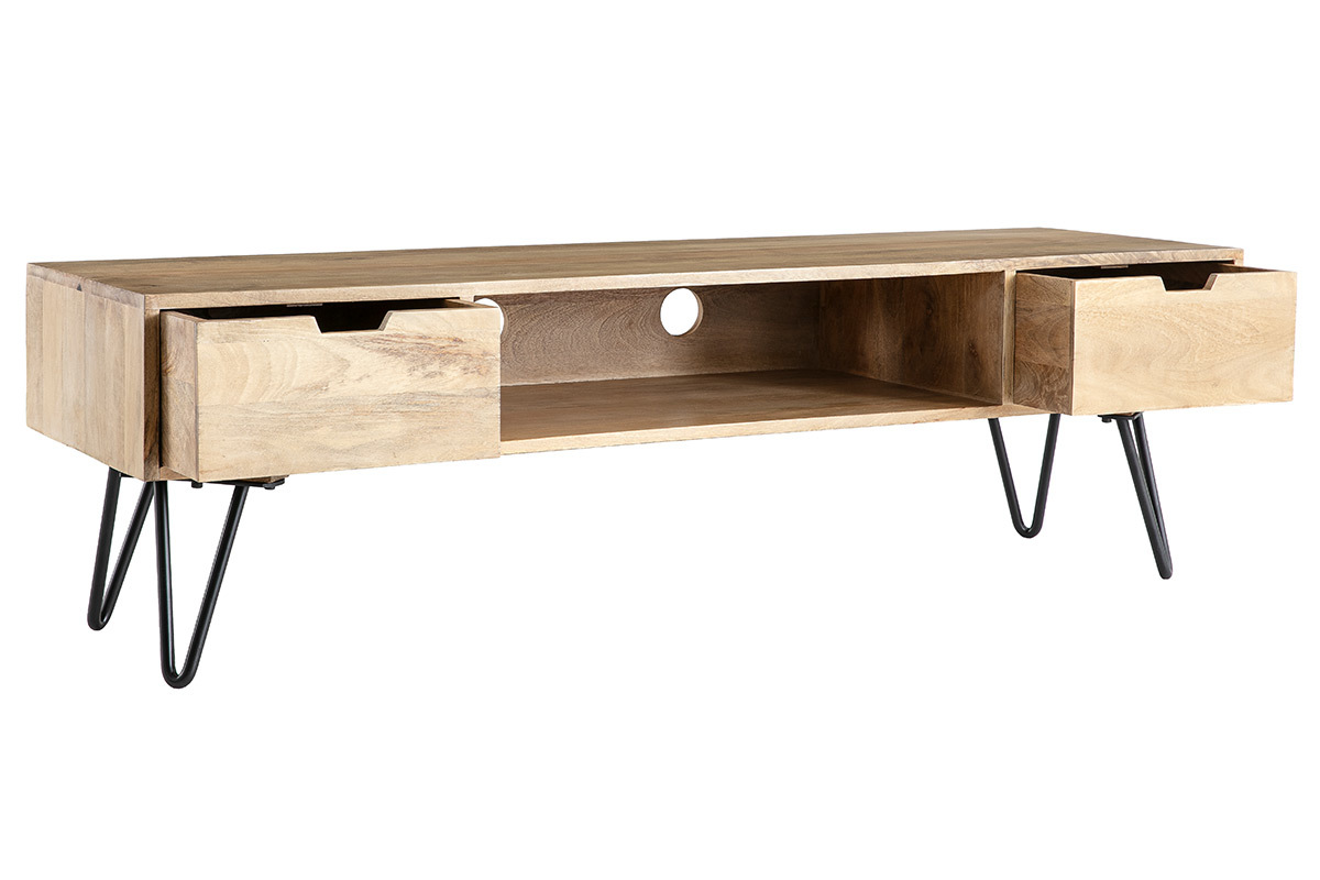 Mueble TV moderno mango patas horquilla metal VIBES