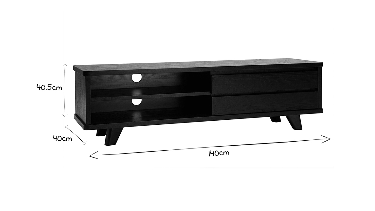 Mueble TV negro 140cm FIFTIES