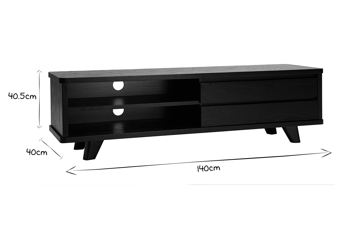 Mueble TV negro 140cm FIFTIES