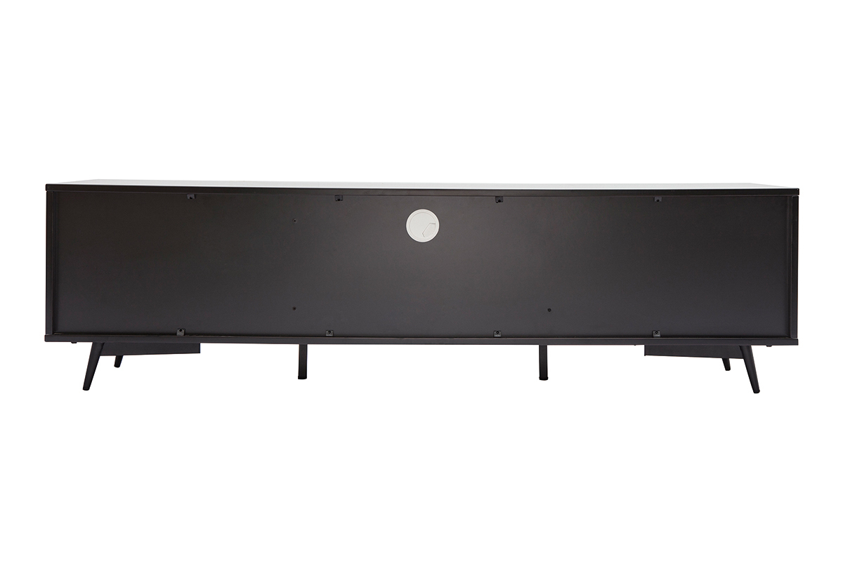 Mueble TV negro mate y contrachapado de nogal con 2 puertas y 1 cajón 160 cm MERMOZ