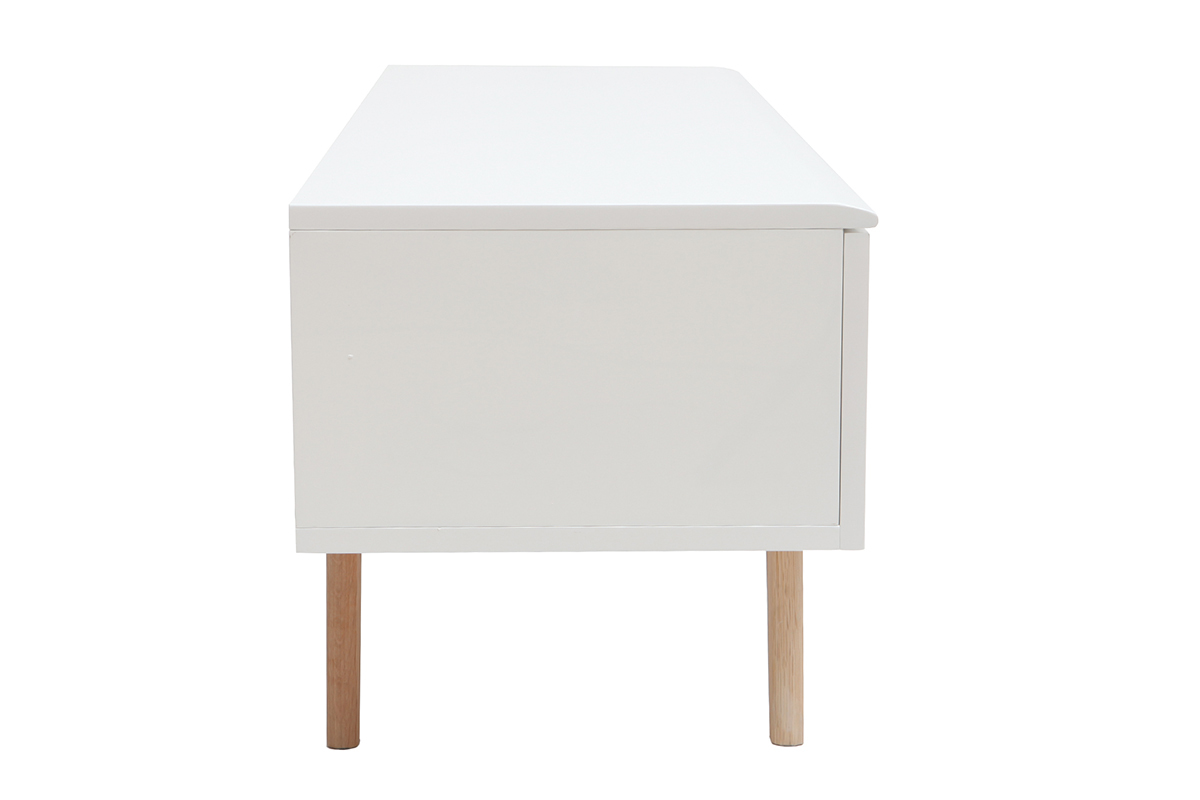 Mueble TV nrdico blanco brillante y madera MELKA