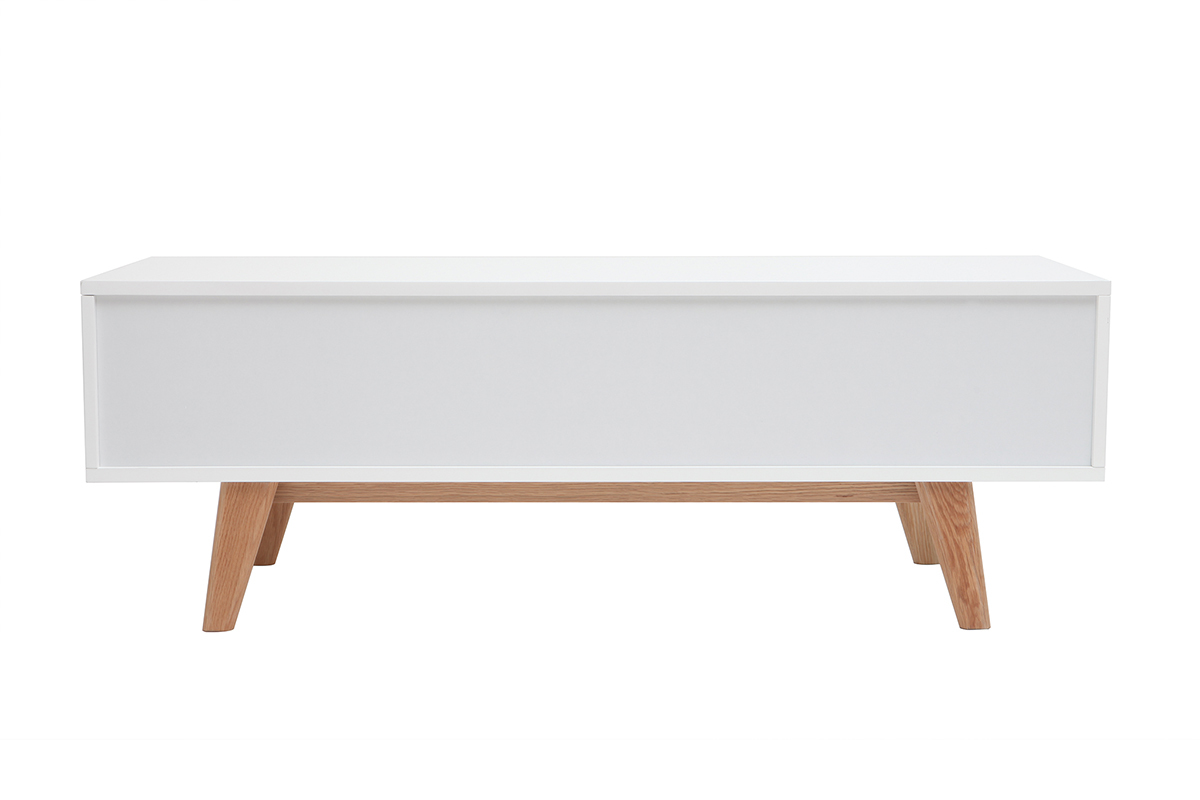 Mueble TV nrdico blanco brillante y madera MELKA