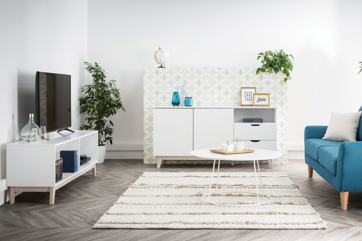 Mueble TV nrdico blanco LEENA