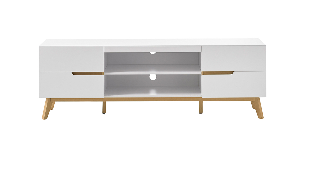 Mueble TV nrdico blanco mate y roble SKIVE