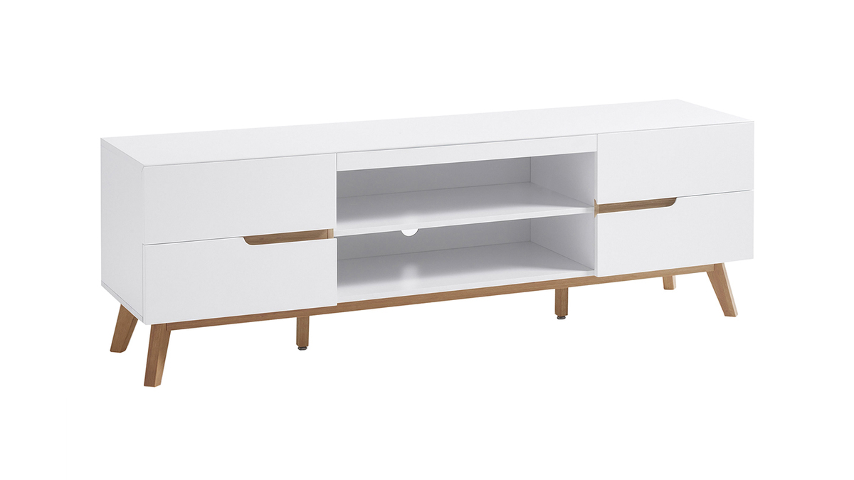 Mueble TV nrdico blanco mate y roble SKIVE