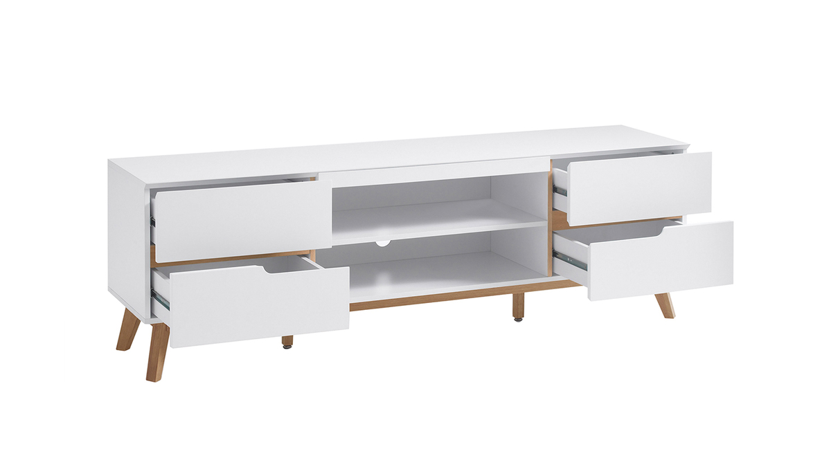 Mueble TV nrdico blanco mate y roble SKIVE