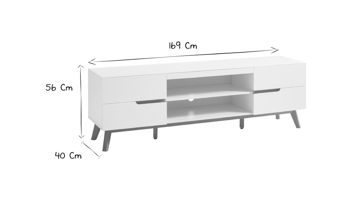 Mueble TV nrdico blanco mate y roble SKIVE