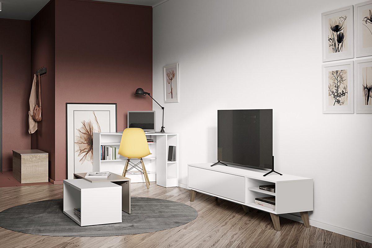Mueble TV nrdico blanco ORIGAMI
