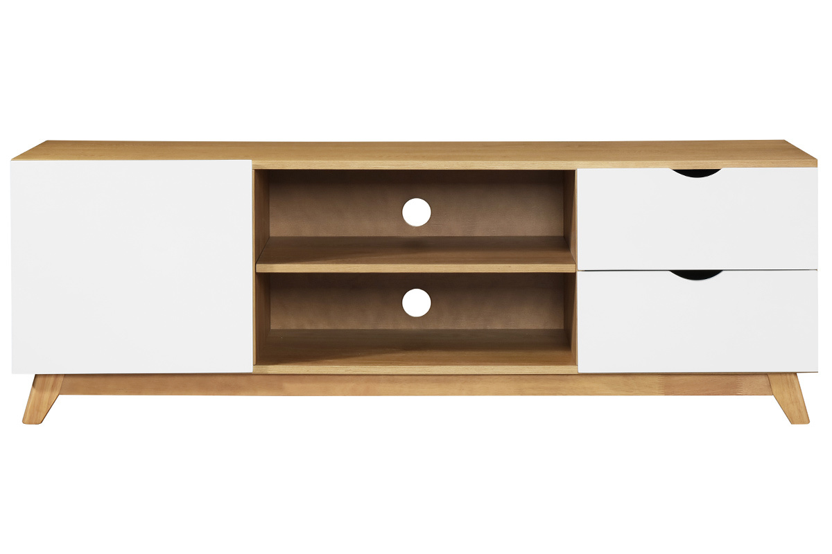 Mueble TV nrdico blanco y madera clara NEELA