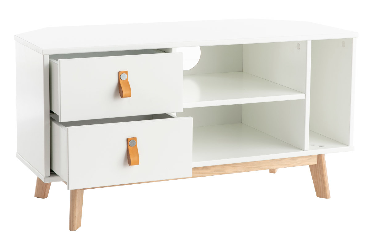 Mueble TV nrdico con cajones blanco y madera ROHAN