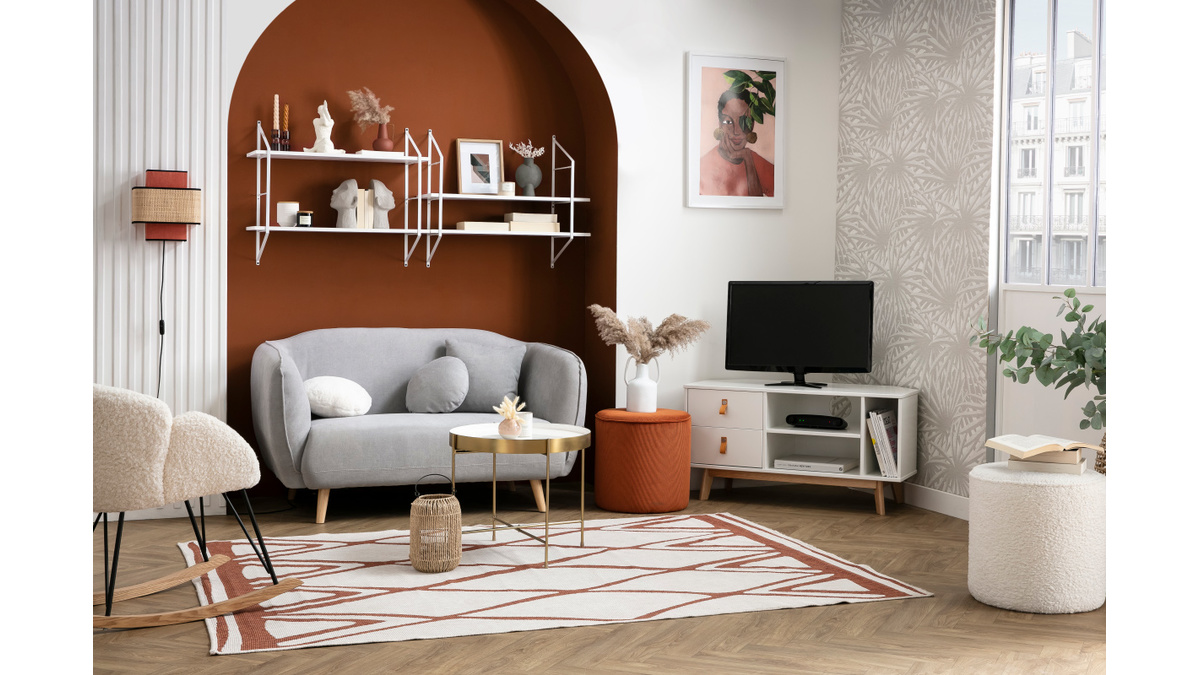 Mueble TV nrdico con cajones blanco y madera ROHAN