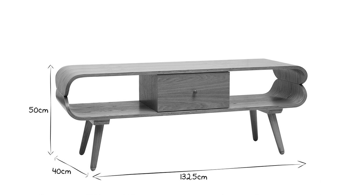 Mueble TV nrdico con compartimentos de almacenaje de madera clara 132cm TAKLA