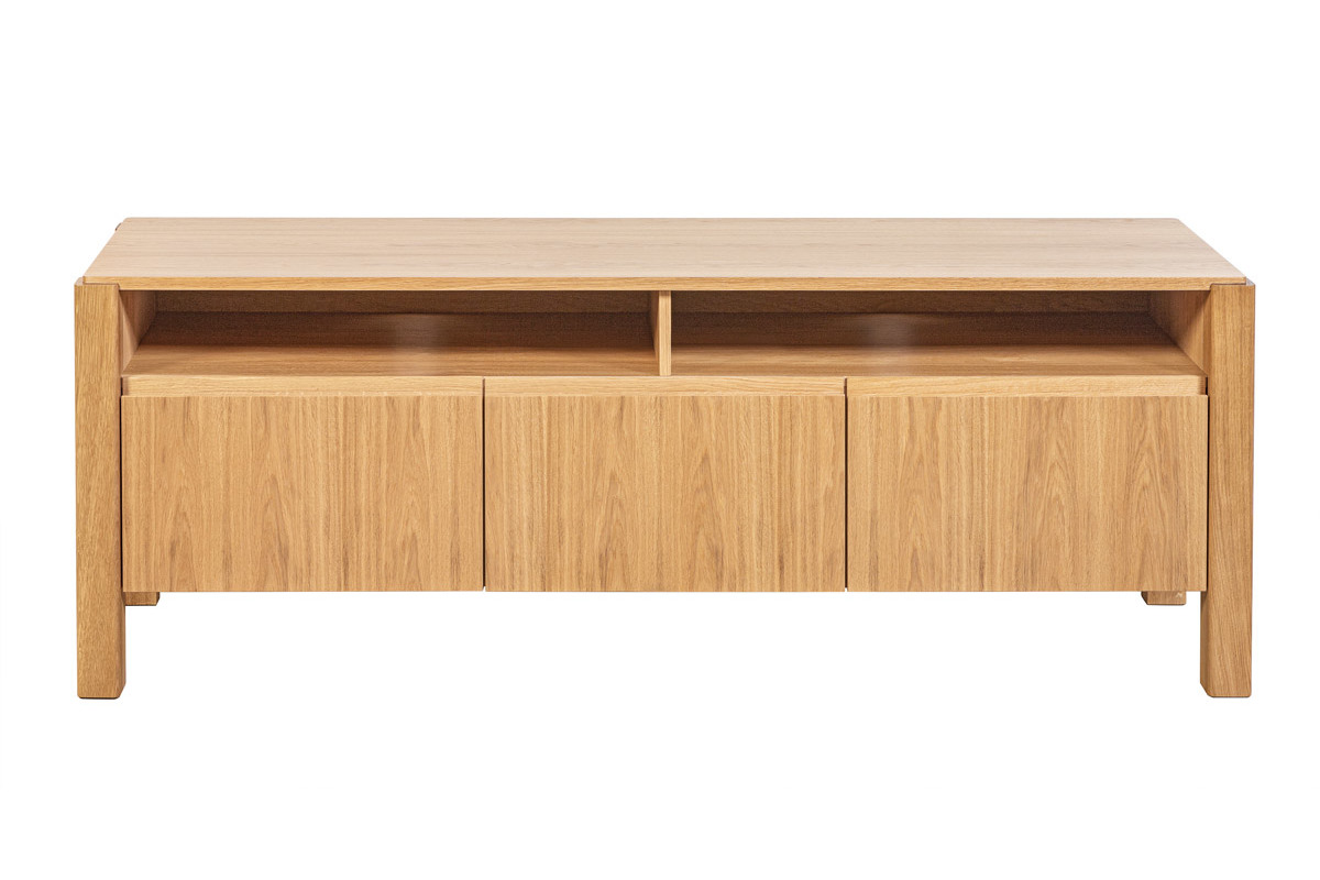 Mueble TV nrdico con compartimentos de almacenaje de roble 160 cm AGALI