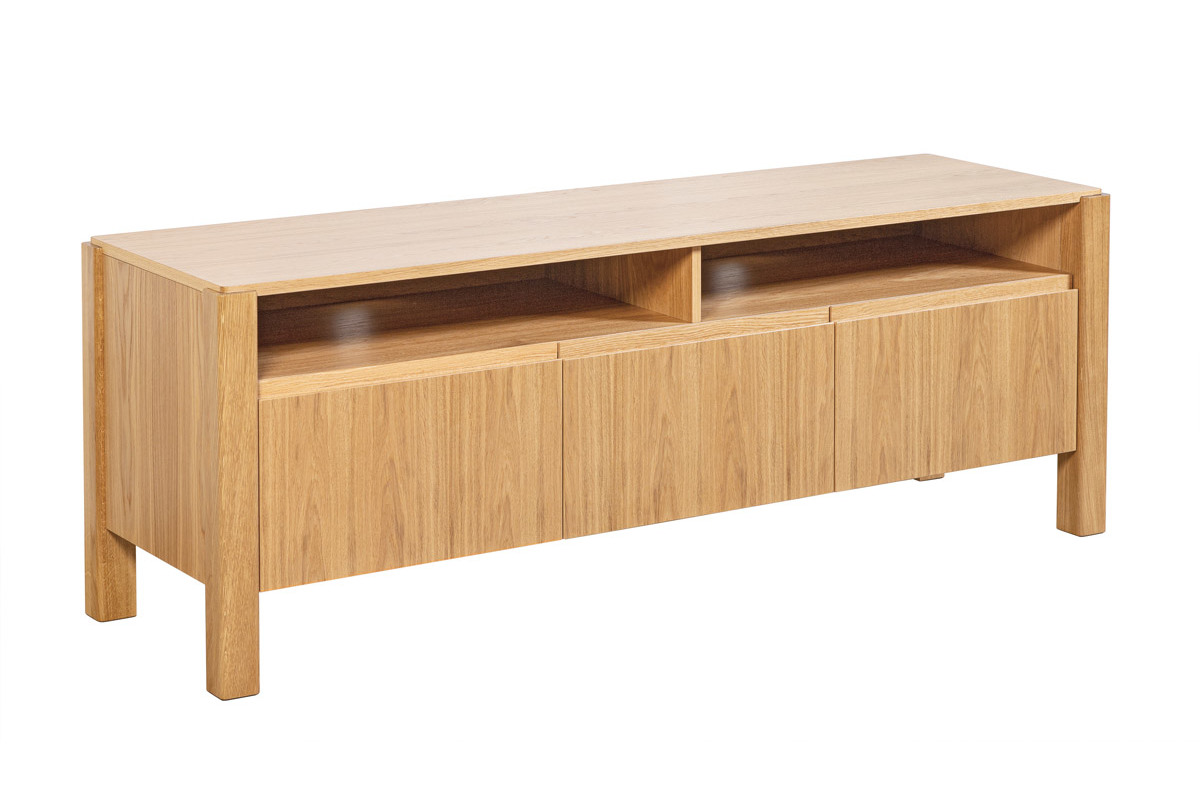 Mueble TV nrdico con compartimentos de almacenaje de roble 160 cm AGALI