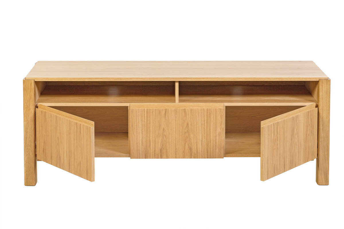 Mueble TV nrdico con compartimentos de almacenaje de roble 160 cm AGALI