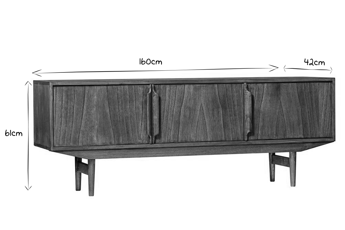 Mueble TV nrdico de 3puertas 160cm SEVEN