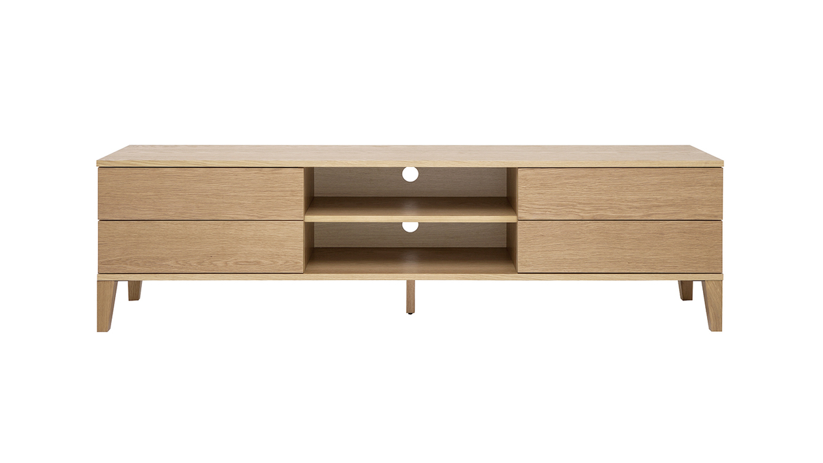 Mueble TV nórdico de madera clara 180 cm FREDDY - Miliboo