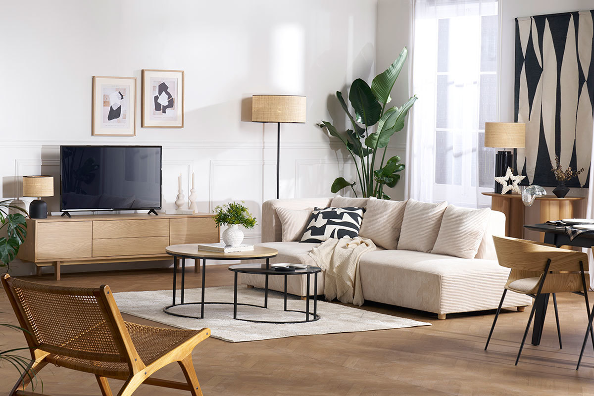 Mueble TV nrdico de madera clara 180cm SID