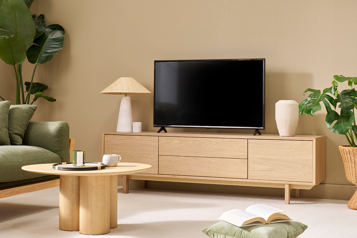 Mueble TV nrdico de madera clara 180cm SID
