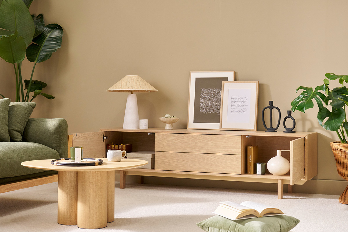 Mueble TV nrdico de madera clara 180cm SID