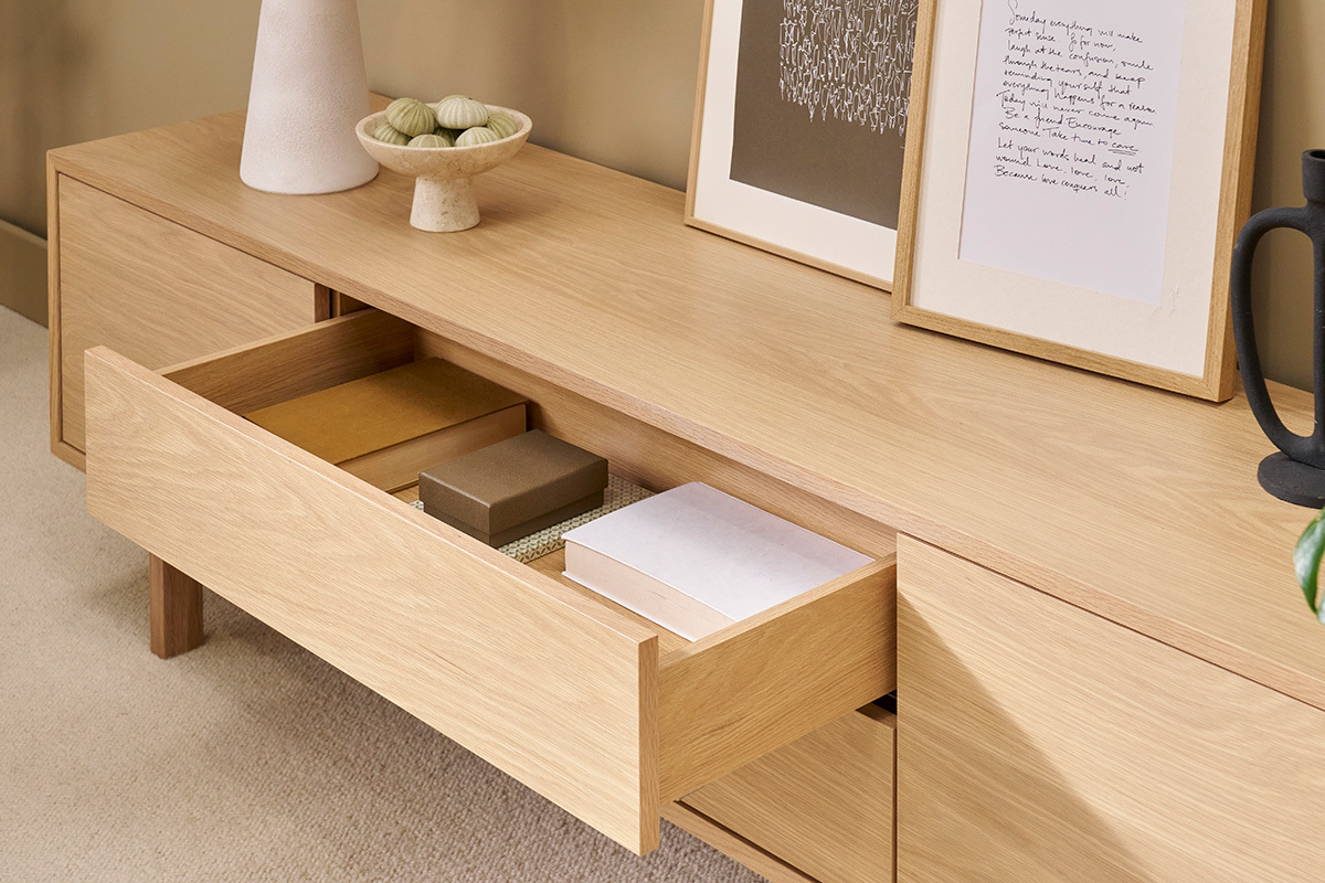 Mueble TV nrdico de madera clara 180cm SID