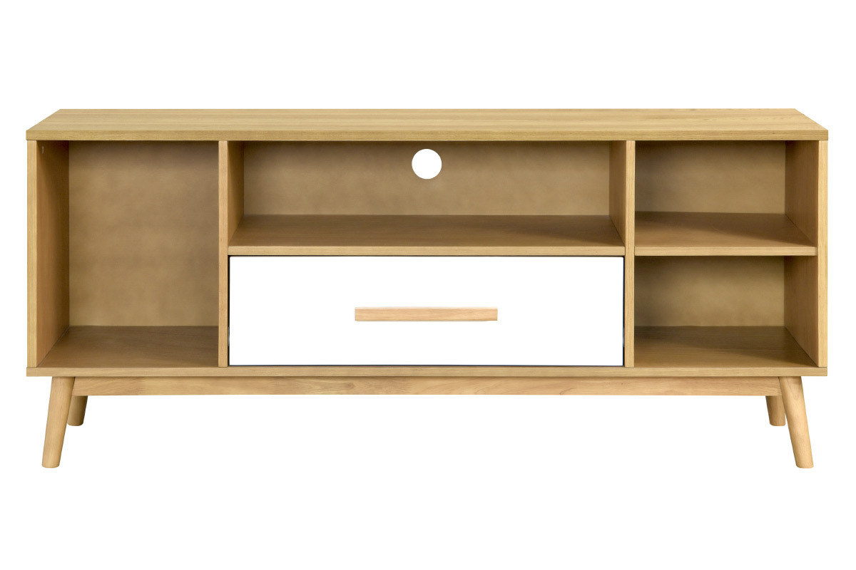 Mueble TV nrdico madera clara y blanco 1 cajn TALIA