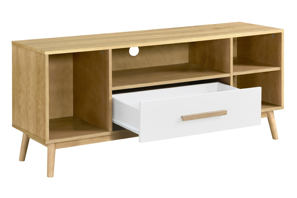 Mueble TV nrdico madera clara y blanco 1 cajn TALIA