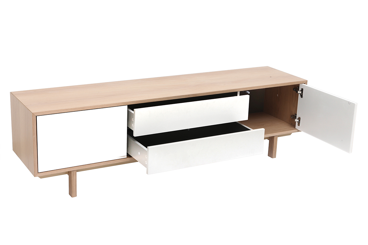 Mueble TV nrdico madera y blanco 180cm SID