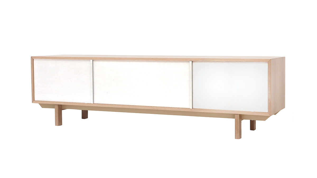 Mueble TV nórdico madera y blanco 180cm SID