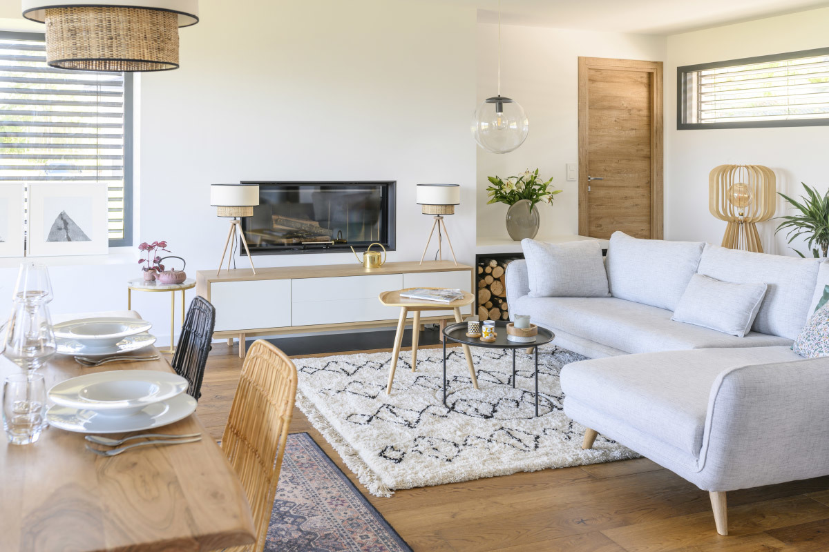 Mueble TV nrdico madera y blanco 180cm SID
