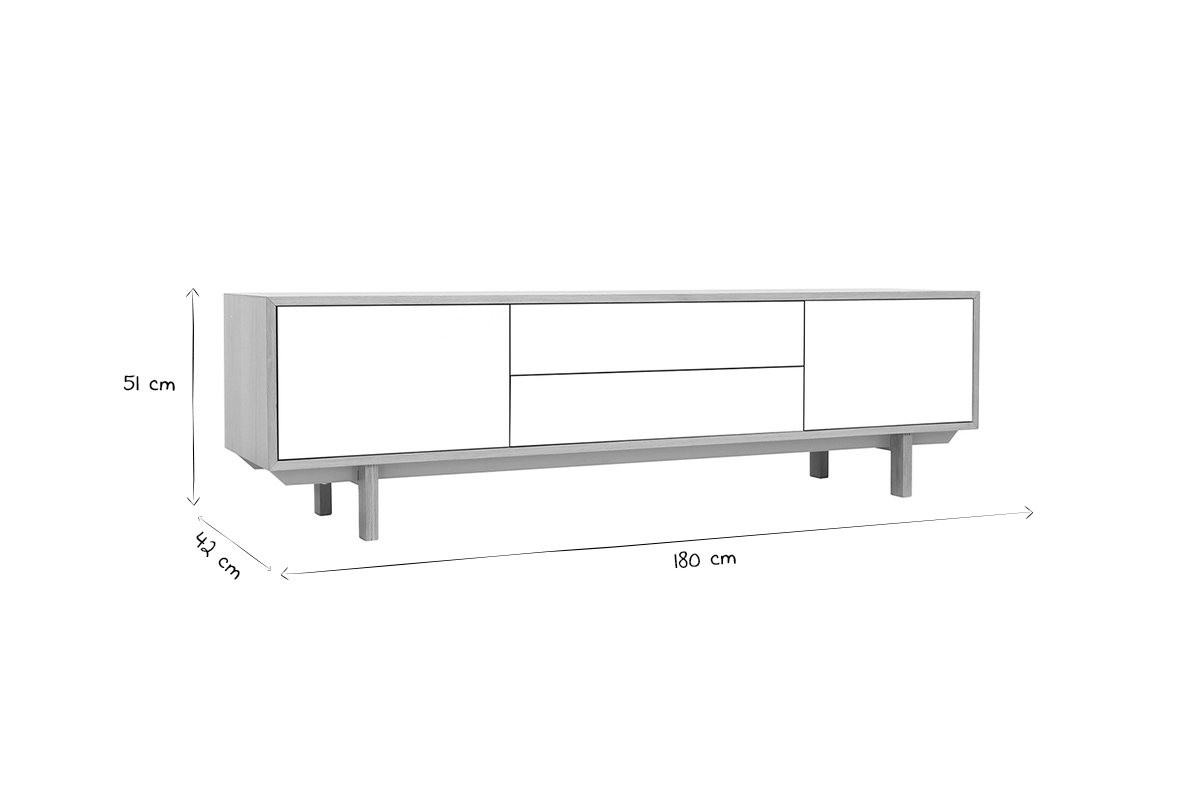 Mueble TV nrdico madera y blanco 180cm SID