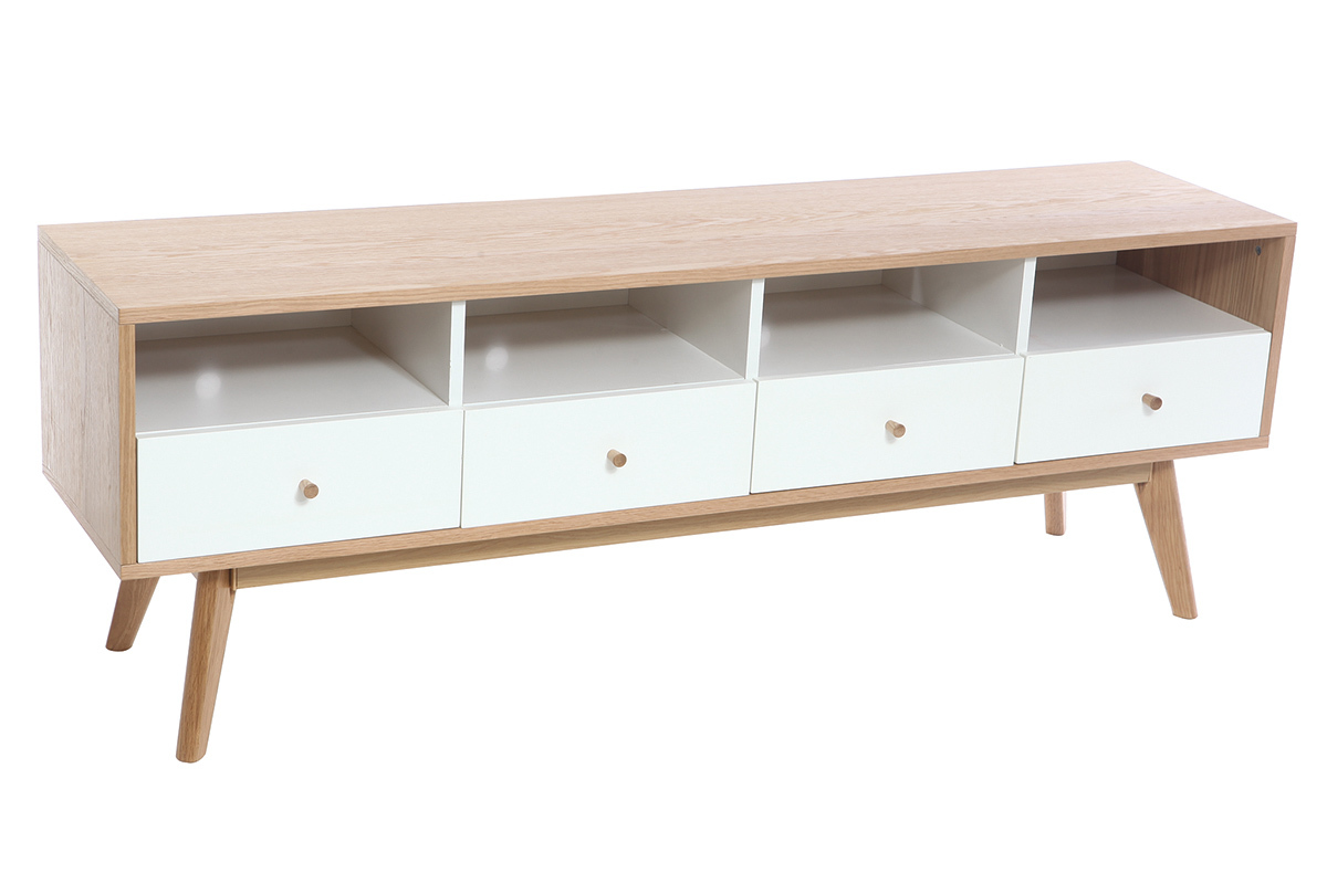 Mueble TV nrdico madera y blanco HELIA