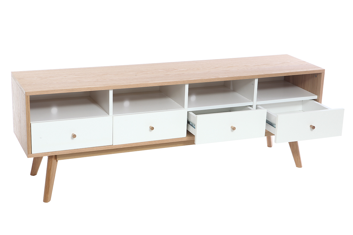 Mueble TV nrdico madera y blanco HELIA