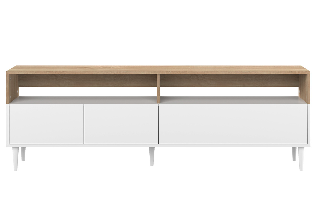 Mueble TV nrdico madera y blanco STRIPE