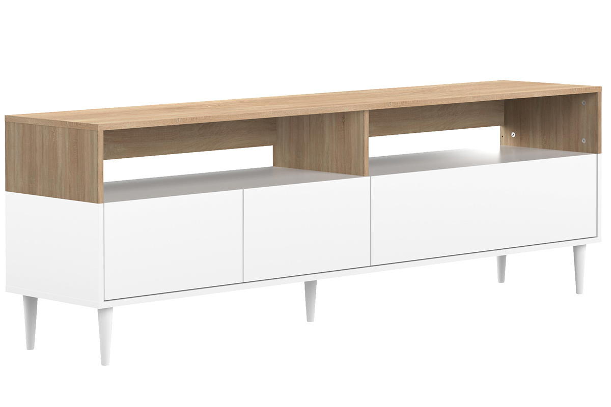 Mueble TV nrdico madera y blanco STRIPE
