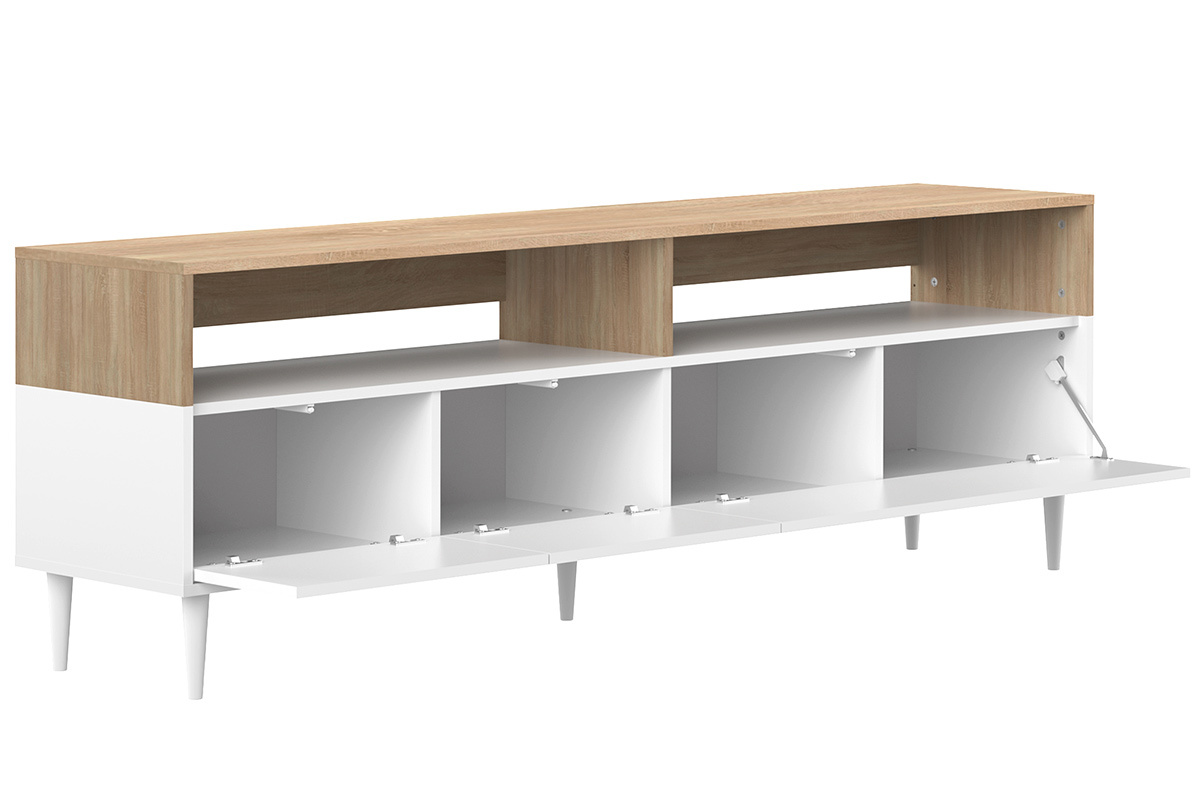 Mueble TV nrdico madera y blanco STRIPE