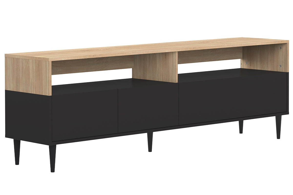 Mueble TV nrdico madera y negro STRIPE