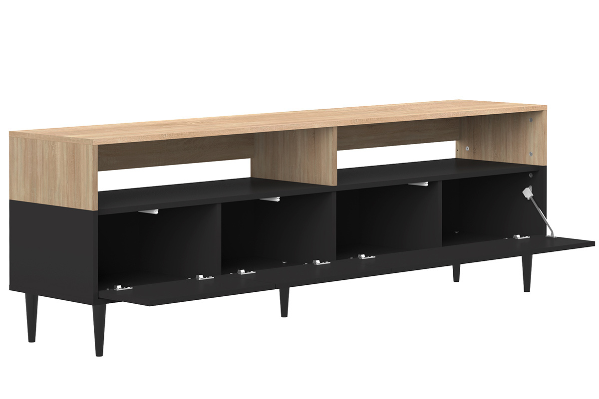 Mueble TV nrdico madera y negro STRIPE