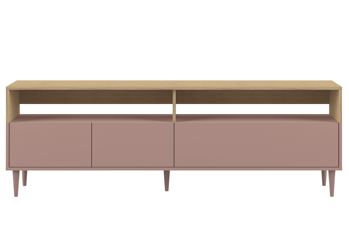 Mueble TV nrdico madera y rosa STRIPE