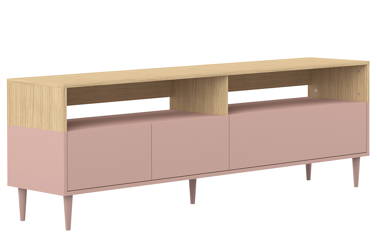 Mueble TV nrdico madera y rosa STRIPE