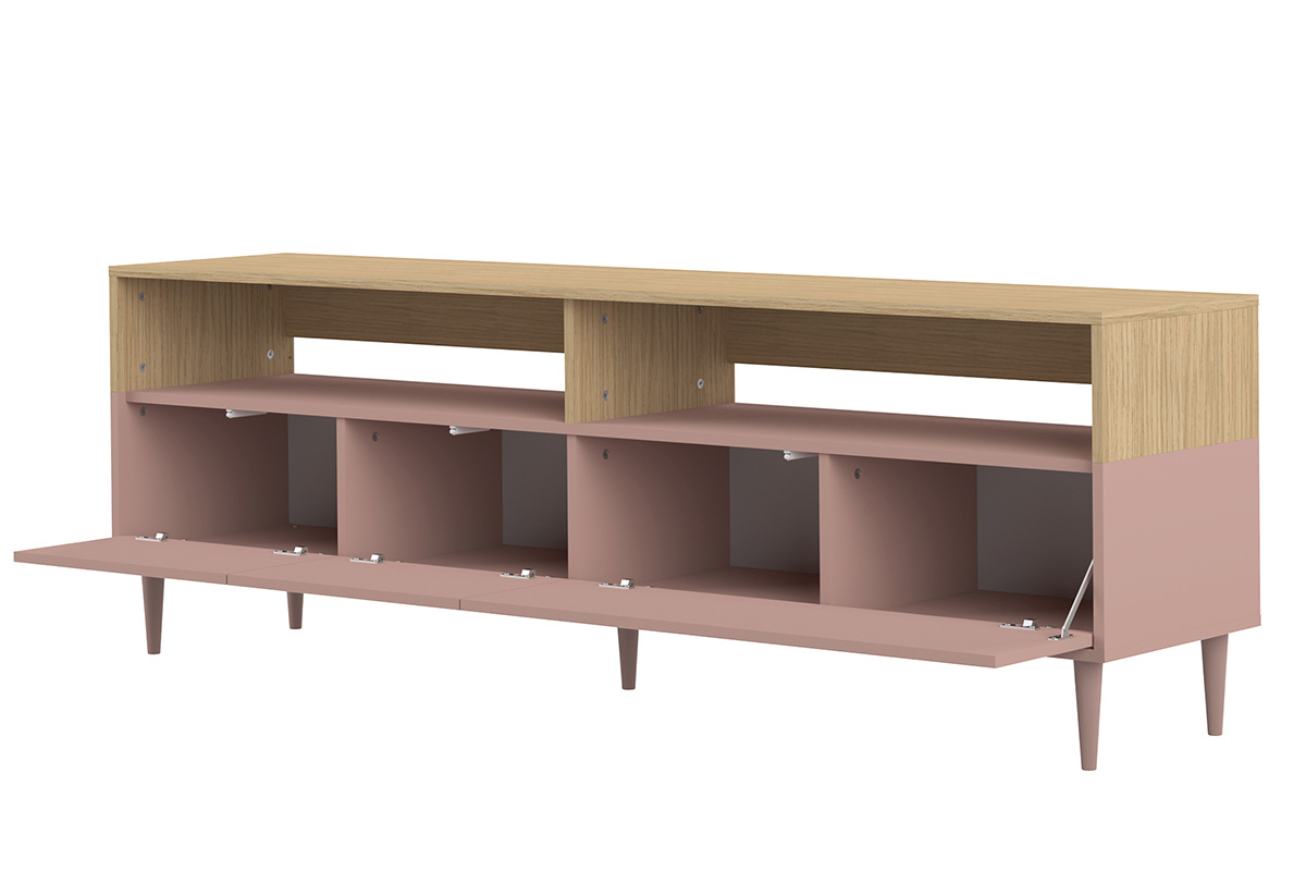 Mueble TV nrdico madera y rosa STRIPE