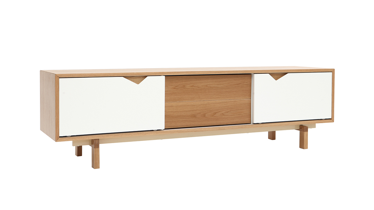 Mueble TV nrdico modular blanco y roble ACOUSTIC