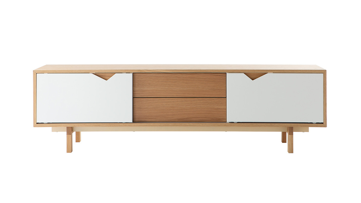 Mueble TV nrdico modular blanco y roble ACOUSTIC