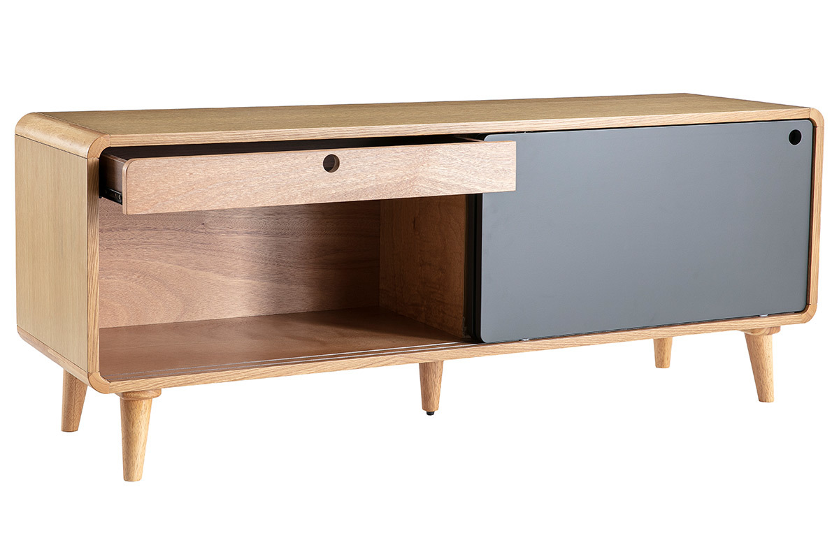 Mueble TV nrdico roble claro y gris COPENHAGUE