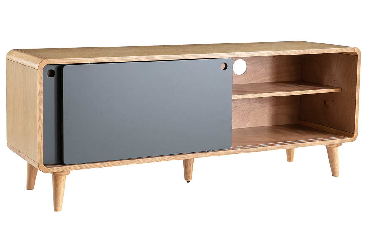 Mueble TV nrdico roble claro y gris COPENHAGUE