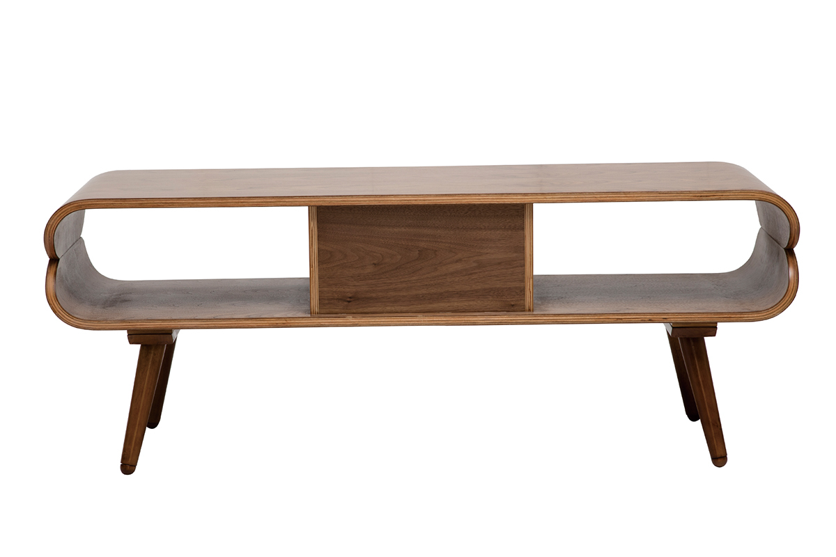 Mueble TV vintage con compartimentos de almacenaje de madera oscura 132cm TAKLA