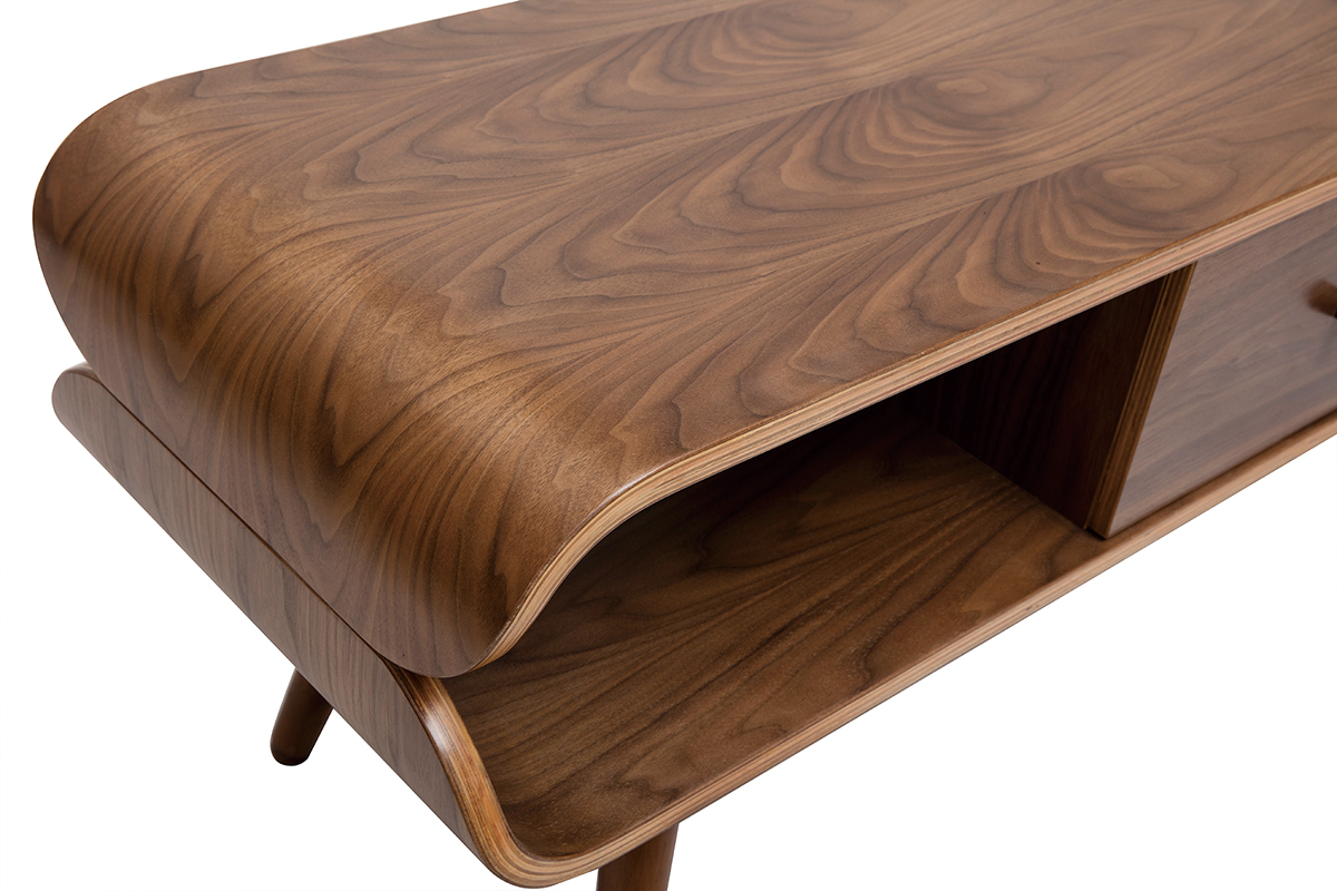 Mueble TV vintage con compartimentos de almacenaje de madera oscura 132cm TAKLA