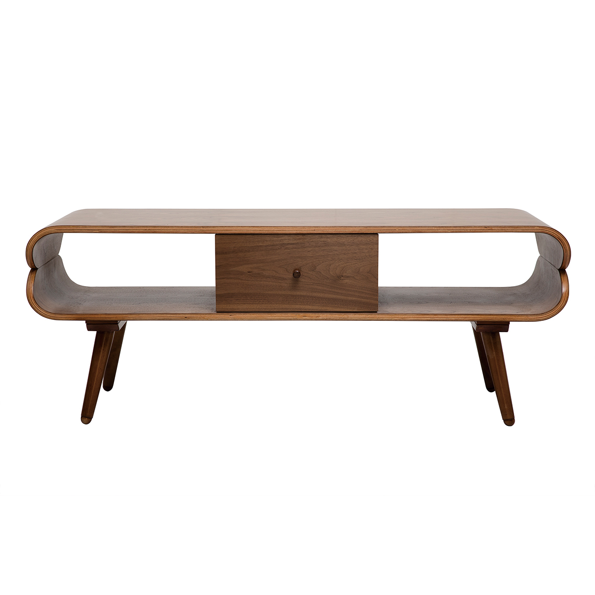 Mueble TV vintage con compartimentos de almacenaje de madera oscura 132 cm TAKLA